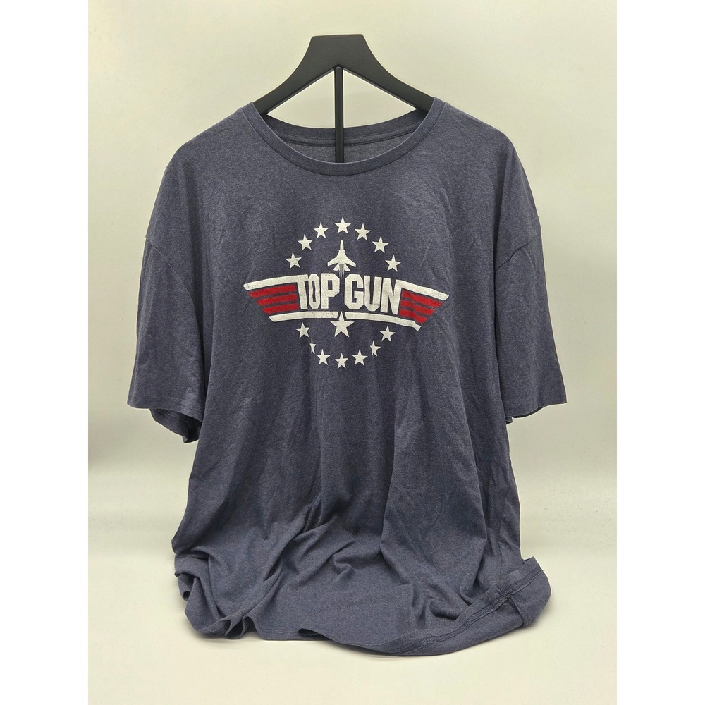 Top Gun 2XL Navy Graphic T-Shirt Stars Fighter Jet Paramount 101-342 [FLAWED]